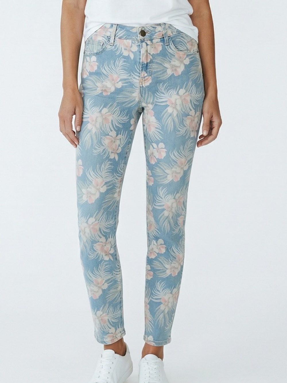 Old Navy Light Blue Floral Straight Leg Jeans